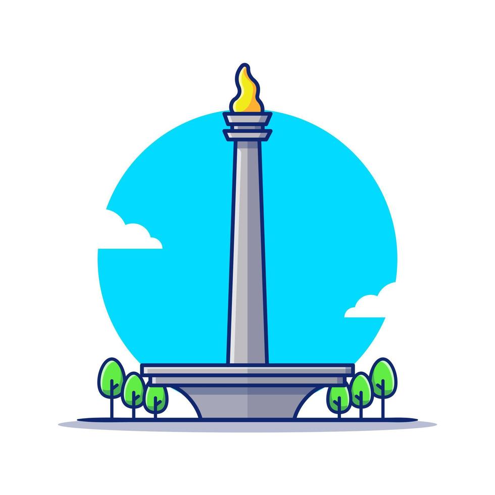 nationaal monument monas tekenfilm vector icoon illustratie. beroemd gebouw op reis icoon concept geïsoleerd premie vector. vlak tekenfilm stijl