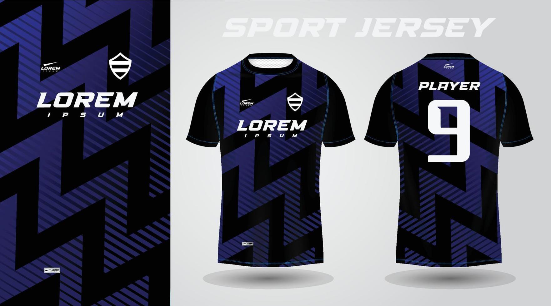 zwart blauw t-shirt sport jersey ontwerp vector