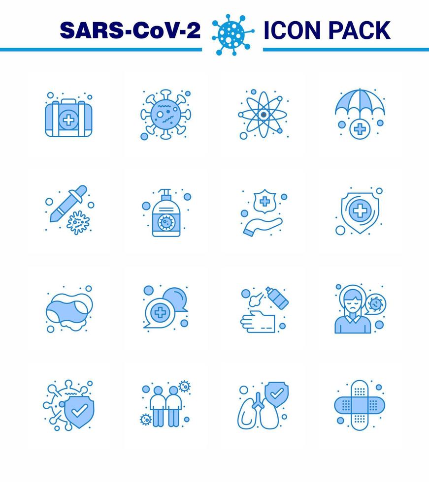 25 coronavirus noodgeval iconset blauw ontwerp zo net zo pipet druppelaar atoom medisch verzekering virale coronavirus 2019november ziekte vector ontwerp elementen