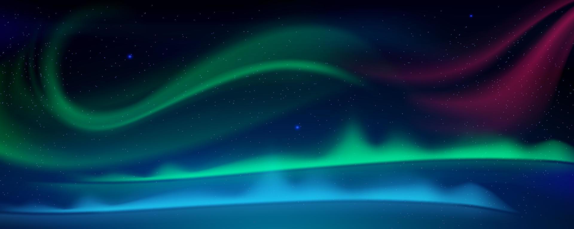 Aurora borealis, noordelijk lichten in nacht lucht vector