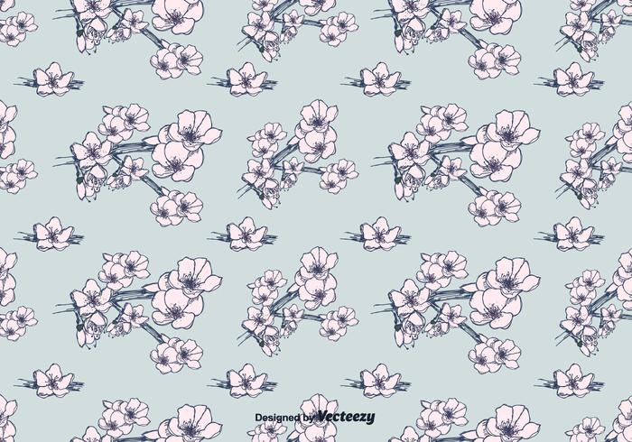 Hand Getrokken Peach Blossom Pattern Vector