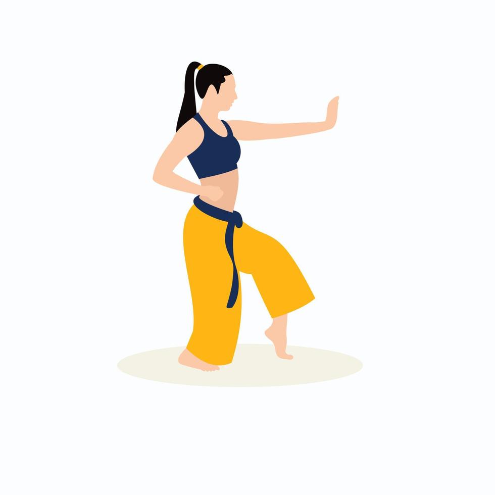 karate Dames vrouw krijgshaftig sport vlak karakter vector