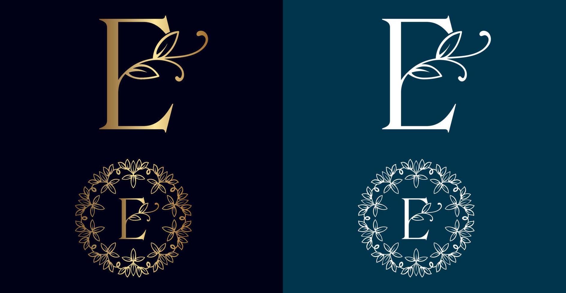 bloemen logo e brief ontwerp vector