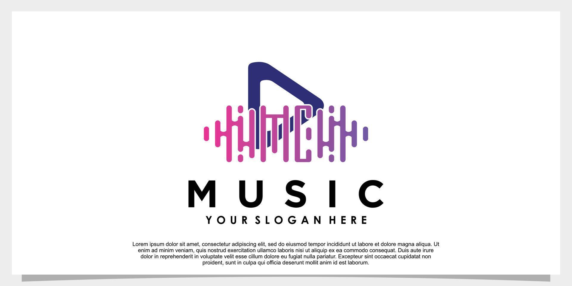 Speel muziek- logo ontwerp abstract met creatief concept vector