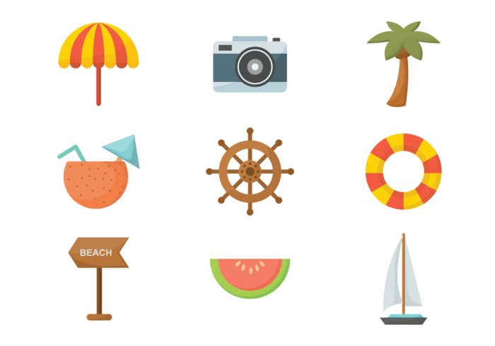 Playa Flat Icons Vector