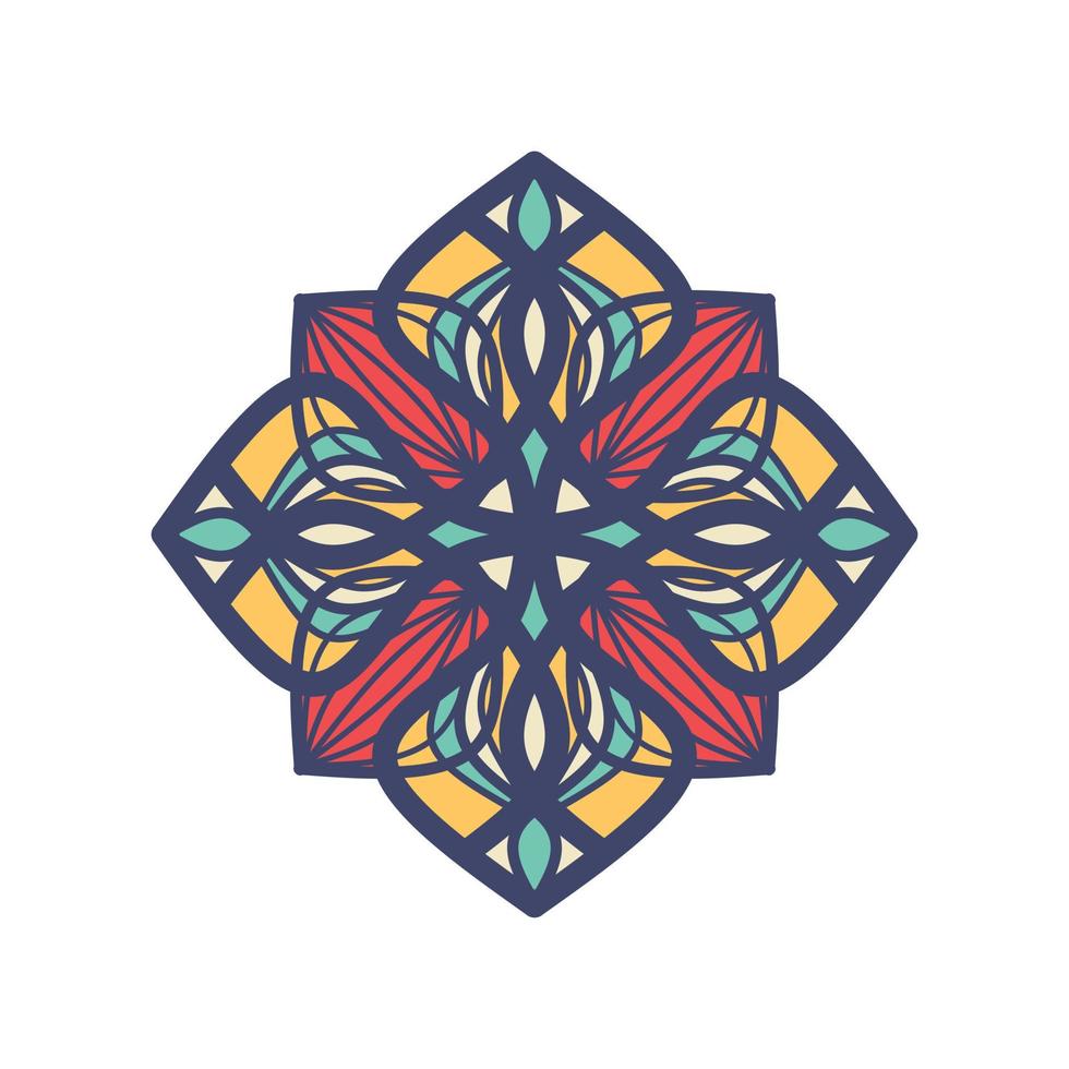 vector hand- getrokken tekening mandala. etnisch mandala met kleurrijk tribal ornament. Arabisch, Indisch, poef motieven. voor kaarten, uitnodigingen, t-shirts. vector kleur illustratie.