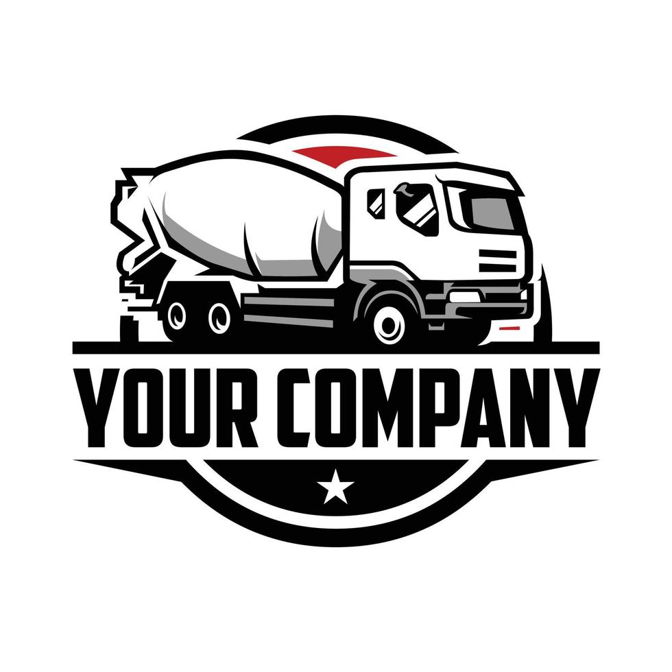 beton vrachtauto bedrijf embleem logo vector geïsoleerd