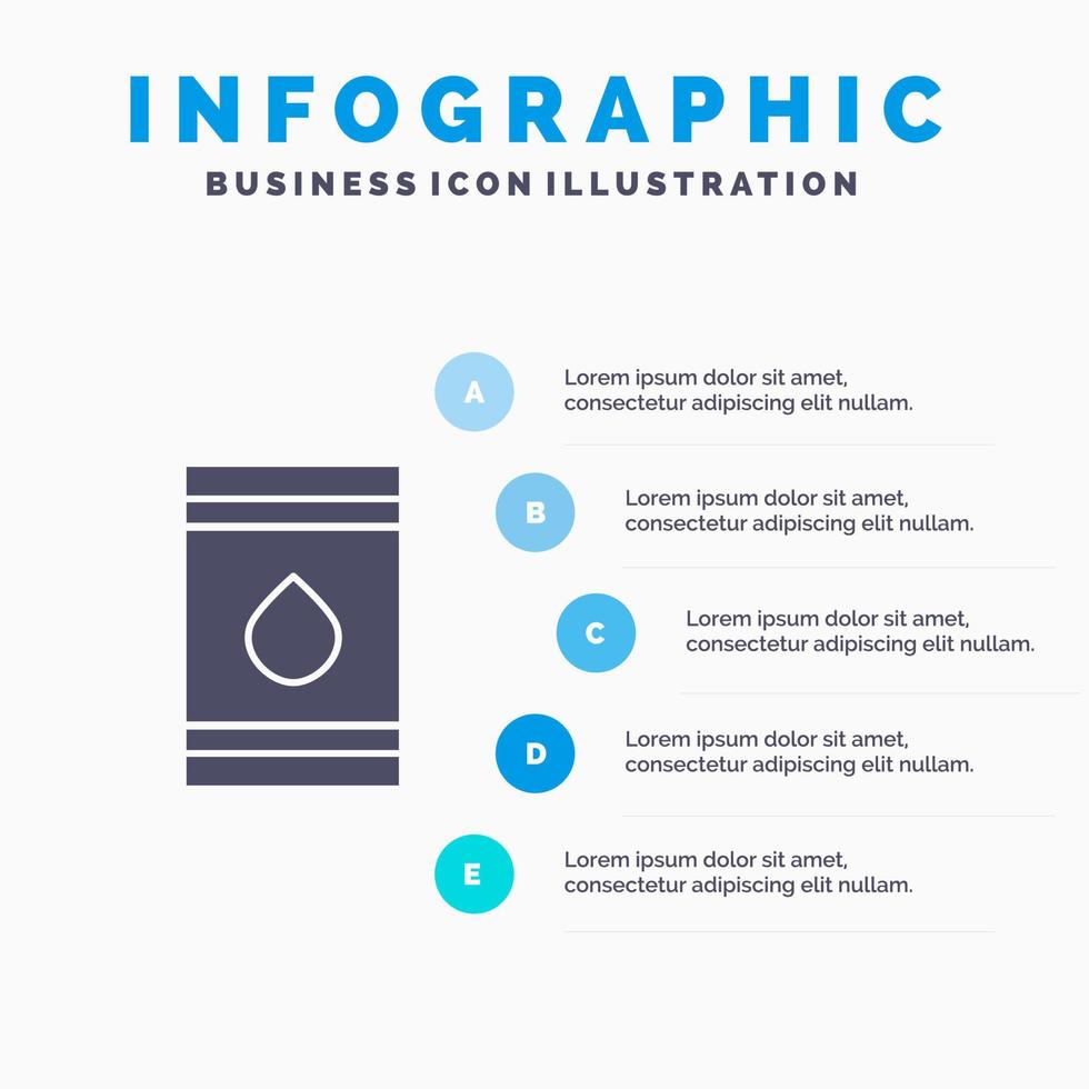 vat olie brandstof brandbaar eco solide icoon infographics 5 stappen presentatie achtergrond vector