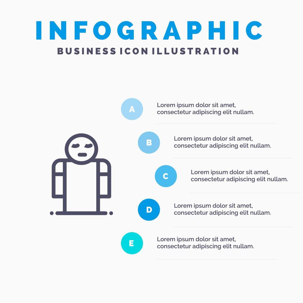 armen handen Open persoon lijn icoon met 5 stappen presentatie infographics achtergrond vector