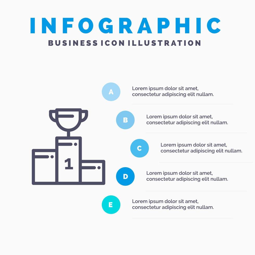 kom ceremonie kampioen kop beker lijn icoon met 5 stappen presentatie infographics achtergrond vector