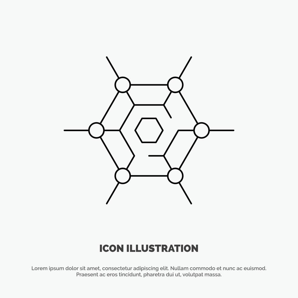 gedecentraliseerd netwerk technologie lijn icoon vector