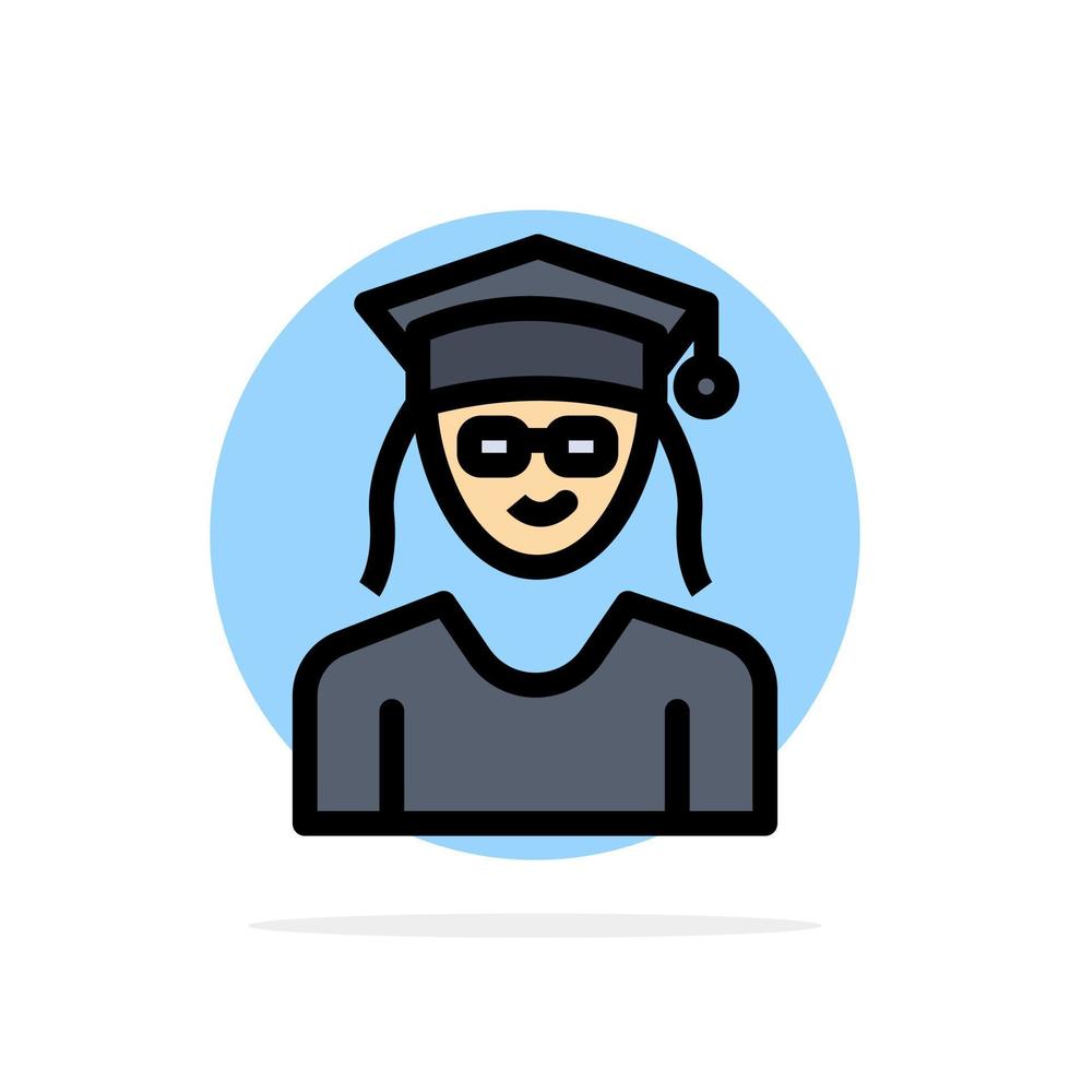 pet onderwijs diploma uitreiking vrouw abstract cirkel achtergrond vlak kleur icoon vector