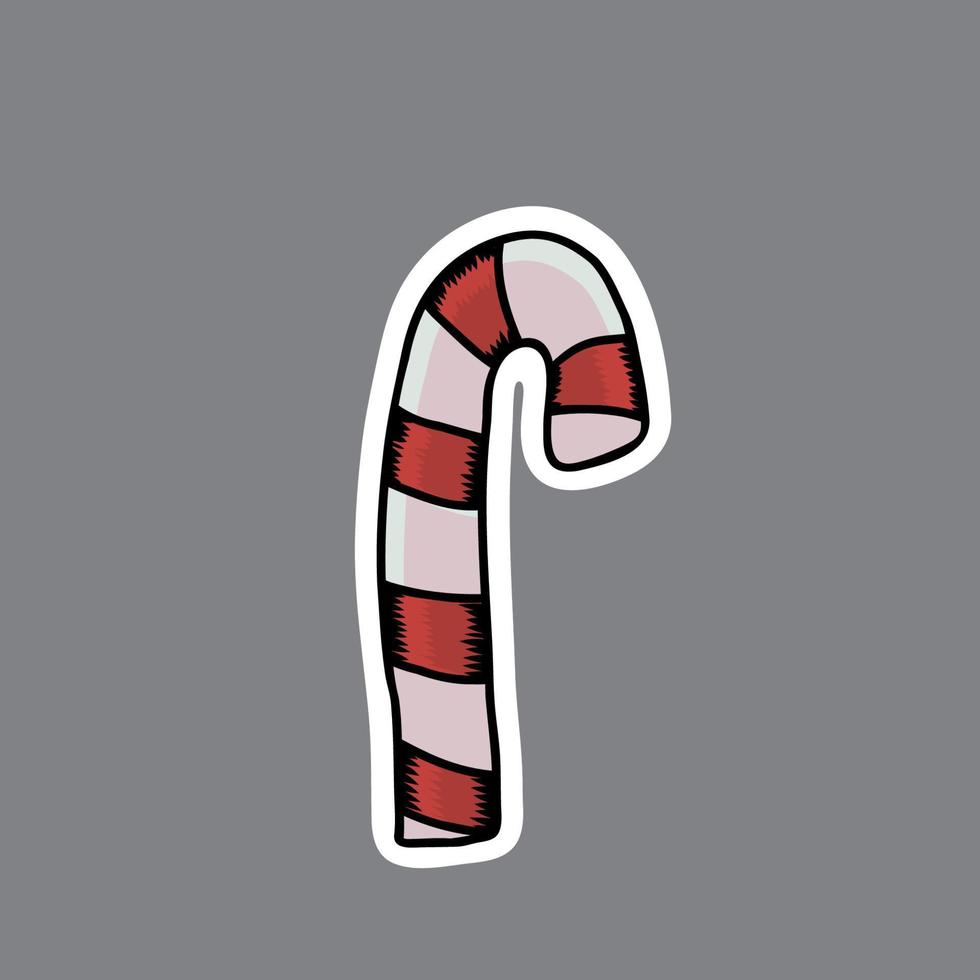 vector Kerstmis sticker. hand- getrokken snoep stok.