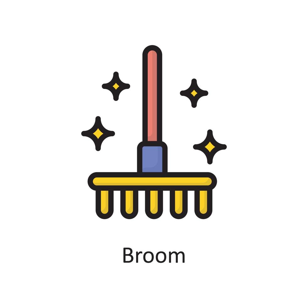 bezem vector gevulde schets icoon ontwerp illustratie. huishouding symbool Aan wit achtergrond eps 10 het dossier