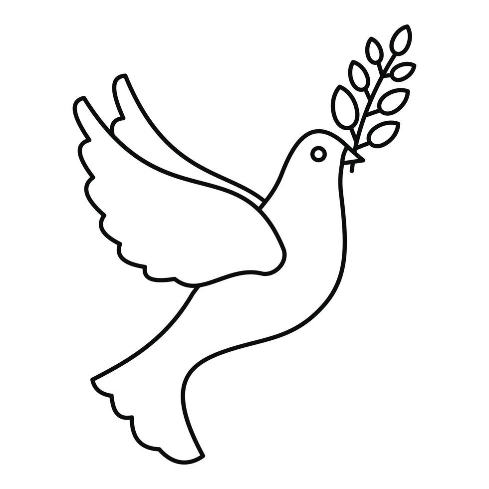 vrede duif icoon, schets stijl vector
