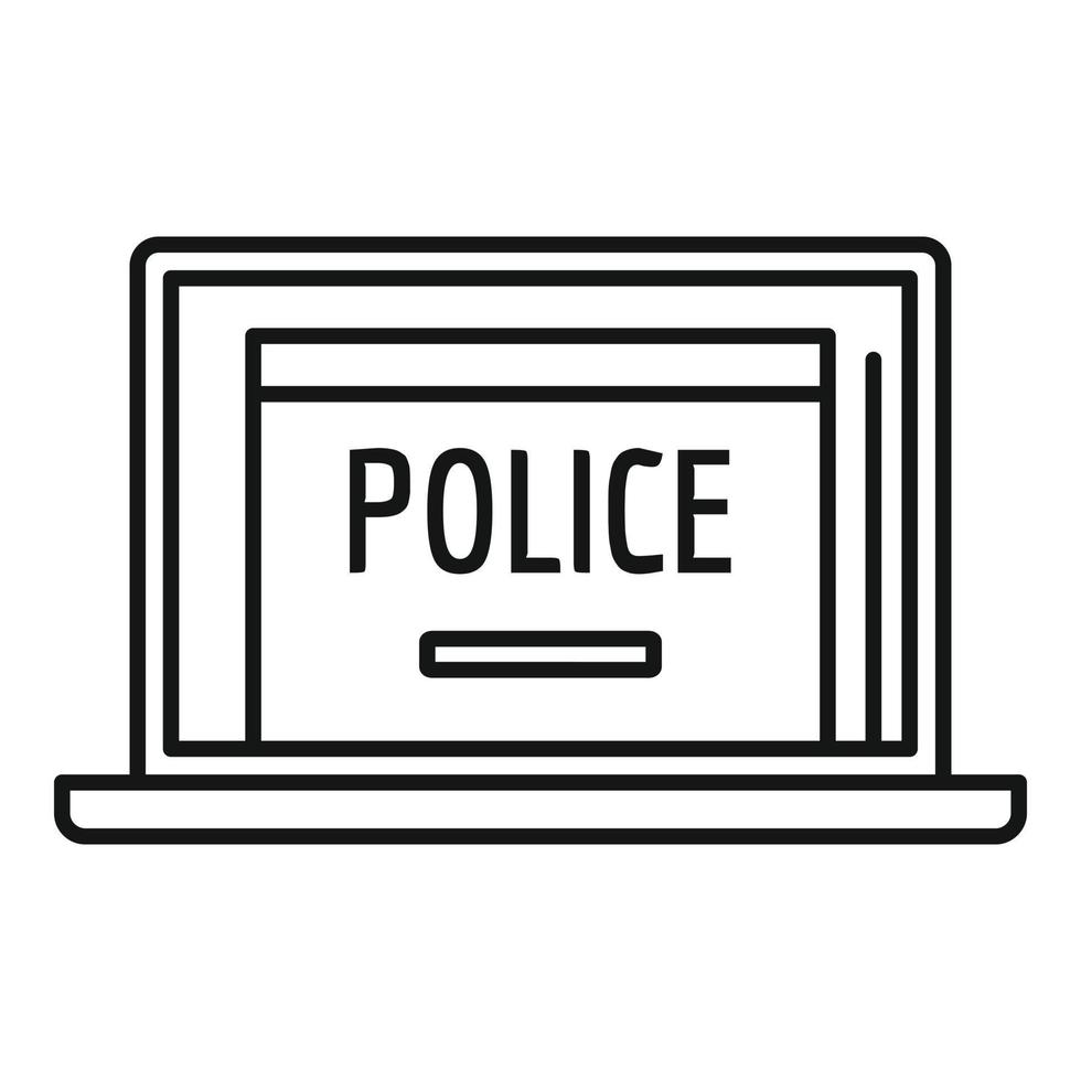 Politie laptop icoon, schets stijl vector