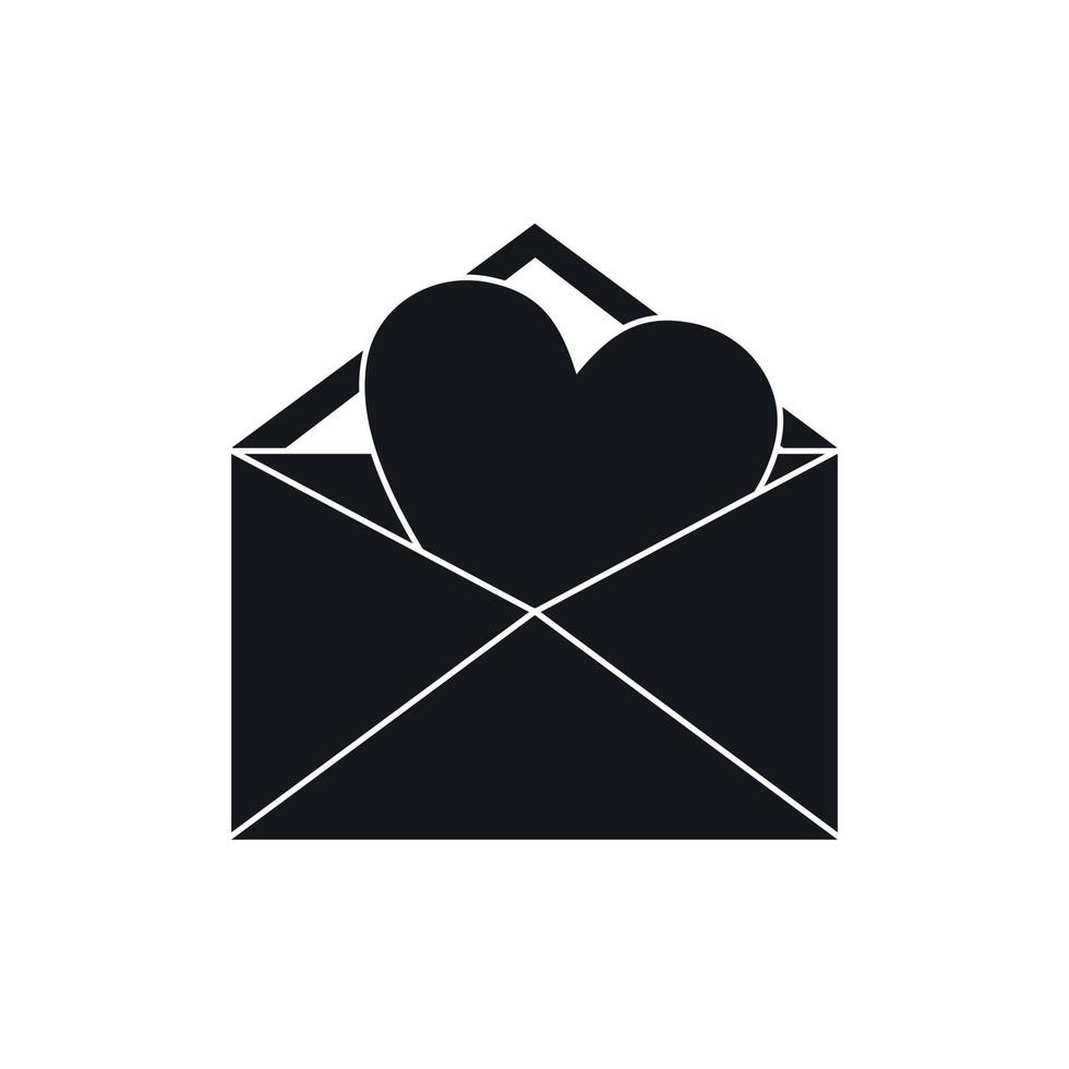 Open envelop met hart icoon, gemakkelijk stijl vector