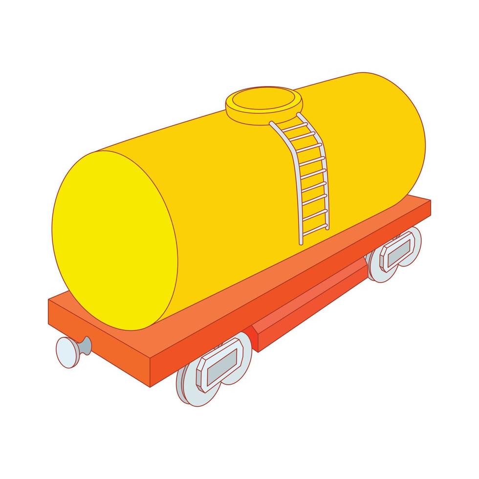 geel spoorweg tank icoon, tekenfilm stijl vector