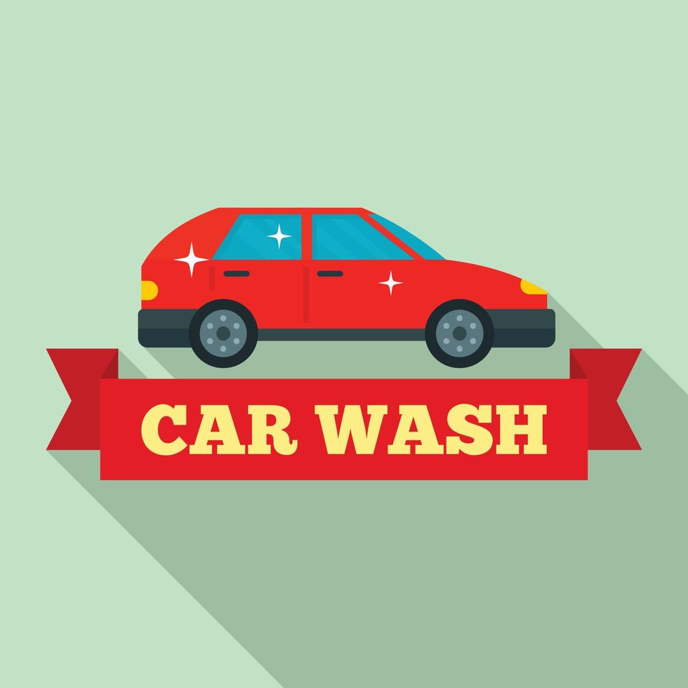 auto wassen logo, vlak stijl vector