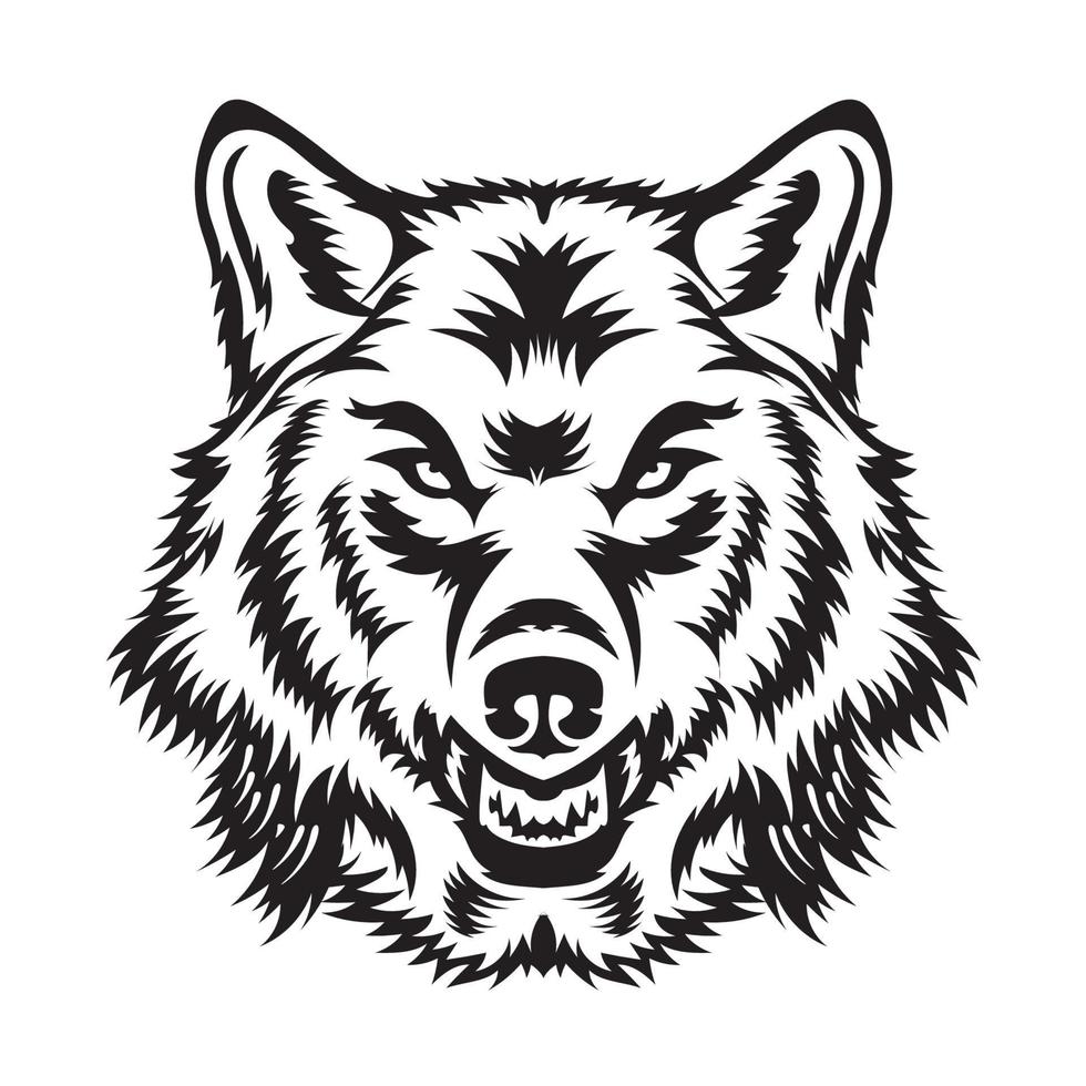 agressief wolf gezicht vector illustratie, geschikt voor t overhemd ontwerp en sport- team mascotte logo