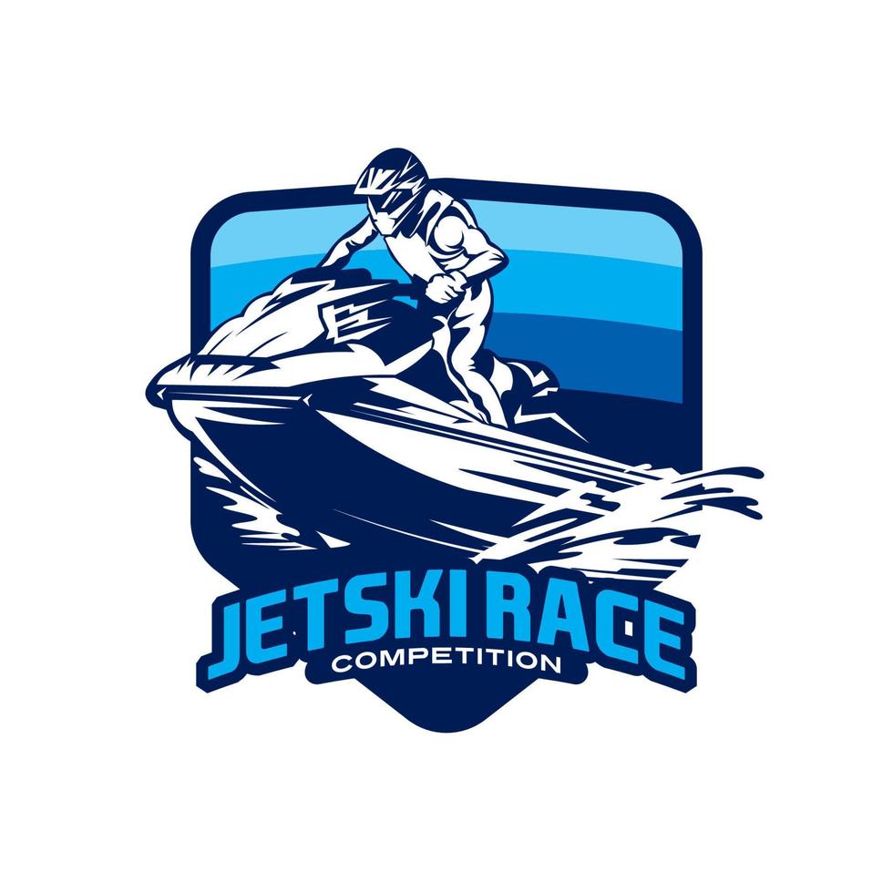 Jet ski water sport vector illustratie logo ontwerp, perfect voor club team logo en t-shirt ontwerp