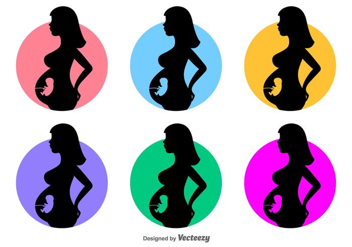 Vector Zwanger Mamma Silhouette Set