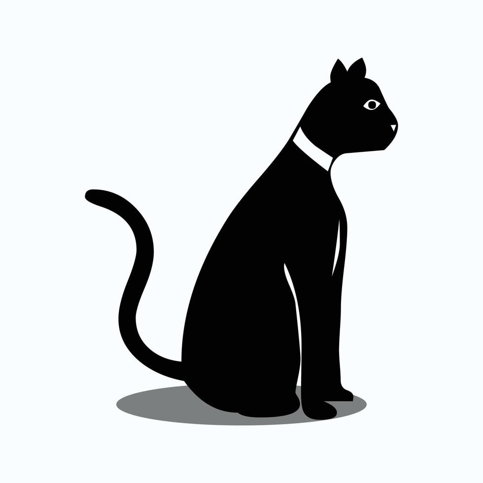 silhouet een groot kat geïsoleerd Aan wit achtergrond vector