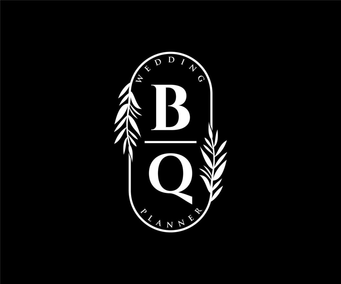 bq initialen brief bruiloft monogram logos verzameling, hand- getrokken modern minimalistisch en bloemen Sjablonen voor uitnodiging kaarten, opslaan de datum, elegant identiteit voor restaurant, boetiek, cafe in vector