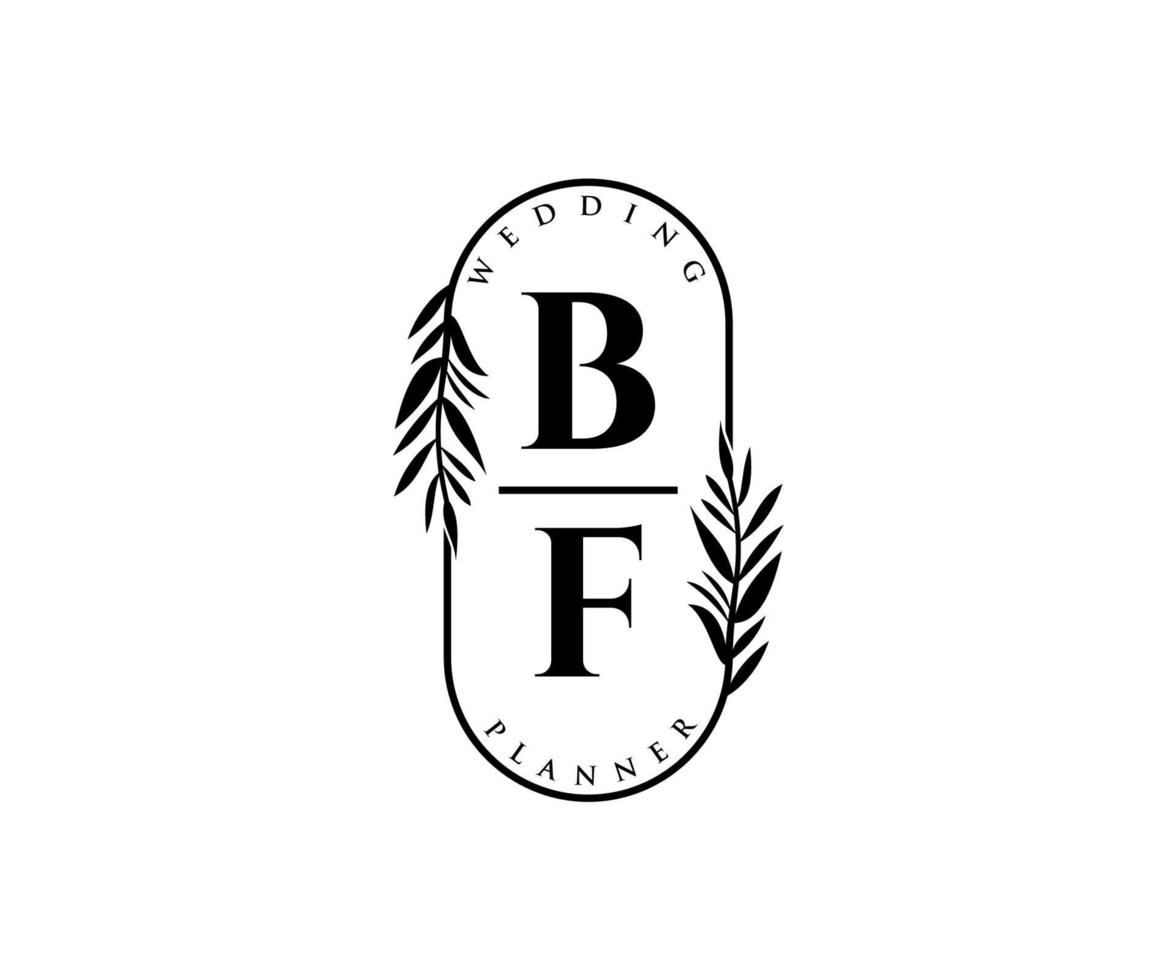 bf initialen brief bruiloft monogram logos verzameling, hand- getrokken modern minimalistisch en bloemen Sjablonen voor uitnodiging kaarten, opslaan de datum, elegant identiteit voor restaurant, boetiek, cafe in vector