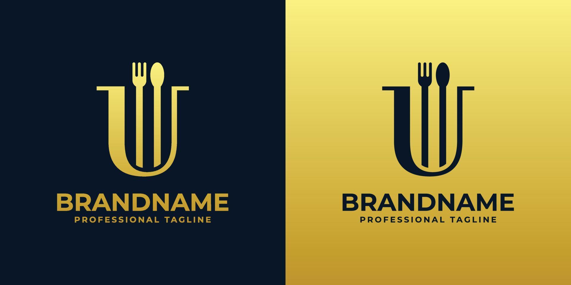 brief u restaurant logo, geschikt voor ieder bedrijf verwant naar restaurant, cafe, catering met u initialen. vector