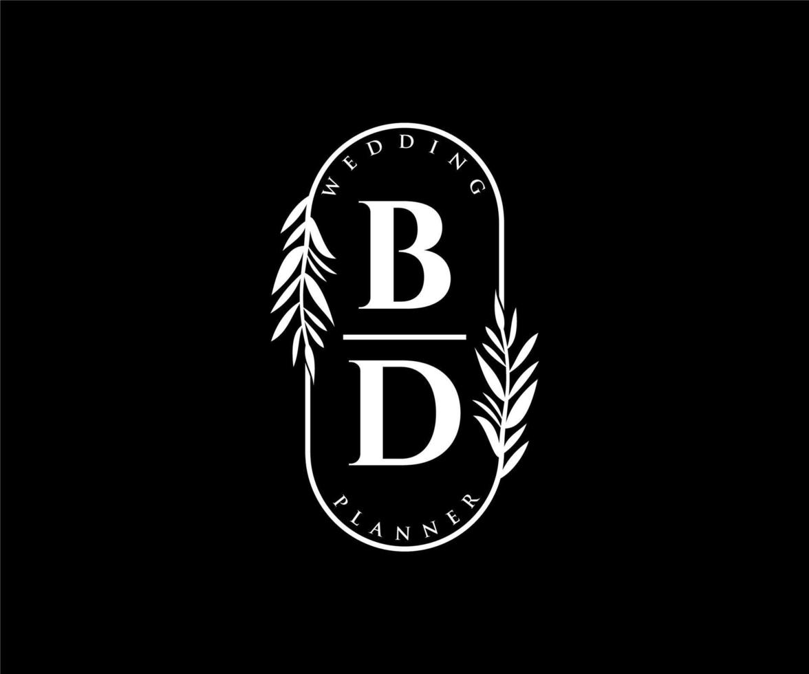 bd initialen brief bruiloft monogram logos verzameling, hand- getrokken modern minimalistisch en bloemen Sjablonen voor uitnodiging kaarten, opslaan de datum, elegant identiteit voor restaurant, boetiek, cafe in vector