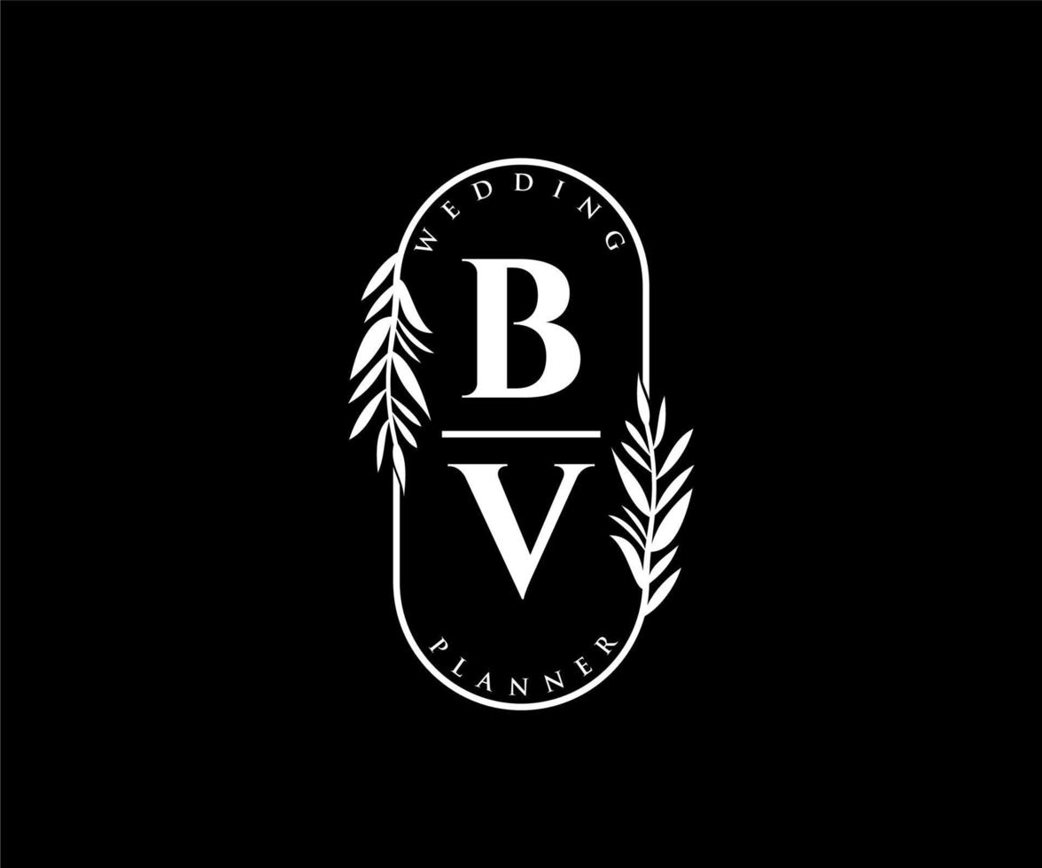 bv initialen brief bruiloft monogram logos verzameling, hand- getrokken modern minimalistisch en bloemen Sjablonen voor uitnodiging kaarten, opslaan de datum, elegant identiteit voor restaurant, boetiek, cafe in vector