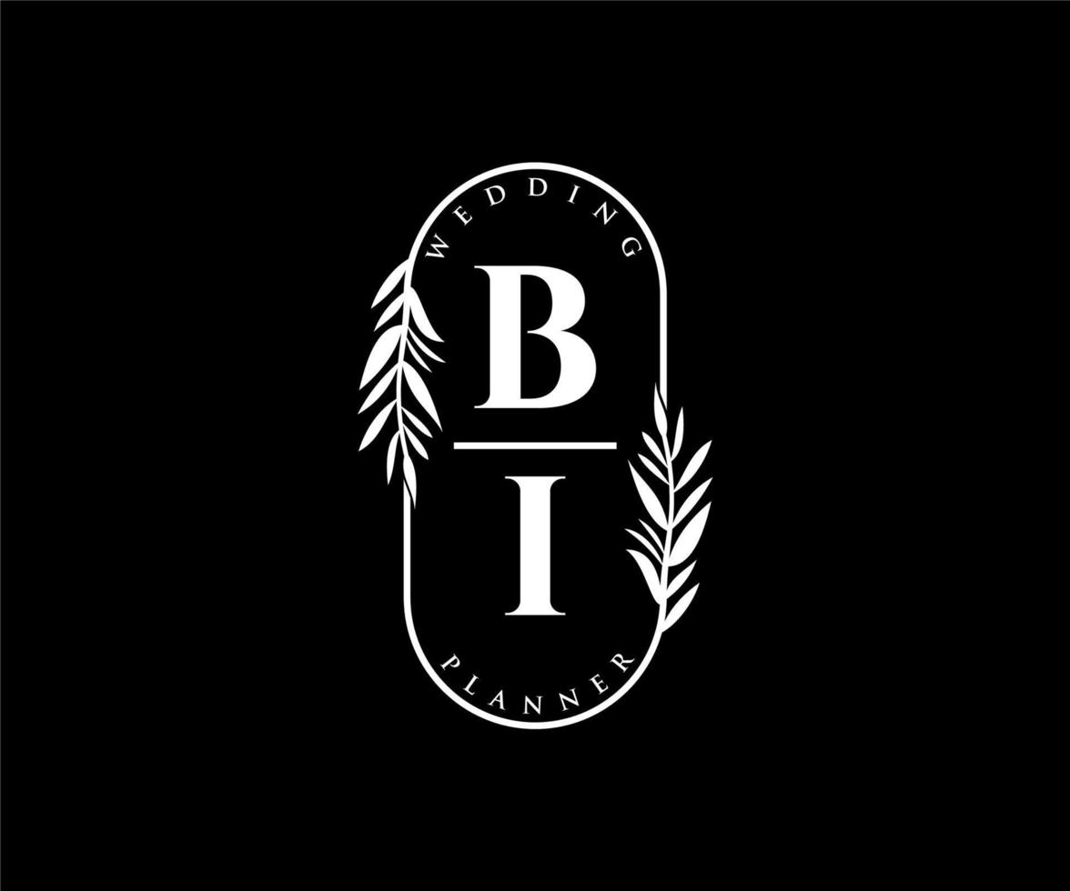 bi initialen brief bruiloft monogram logos verzameling, hand- getrokken modern minimalistisch en bloemen Sjablonen voor uitnodiging kaarten, opslaan de datum, elegant identiteit voor restaurant, boetiek, cafe in vector