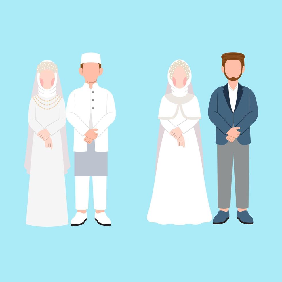 reeks van moslim bruiloft paar vector