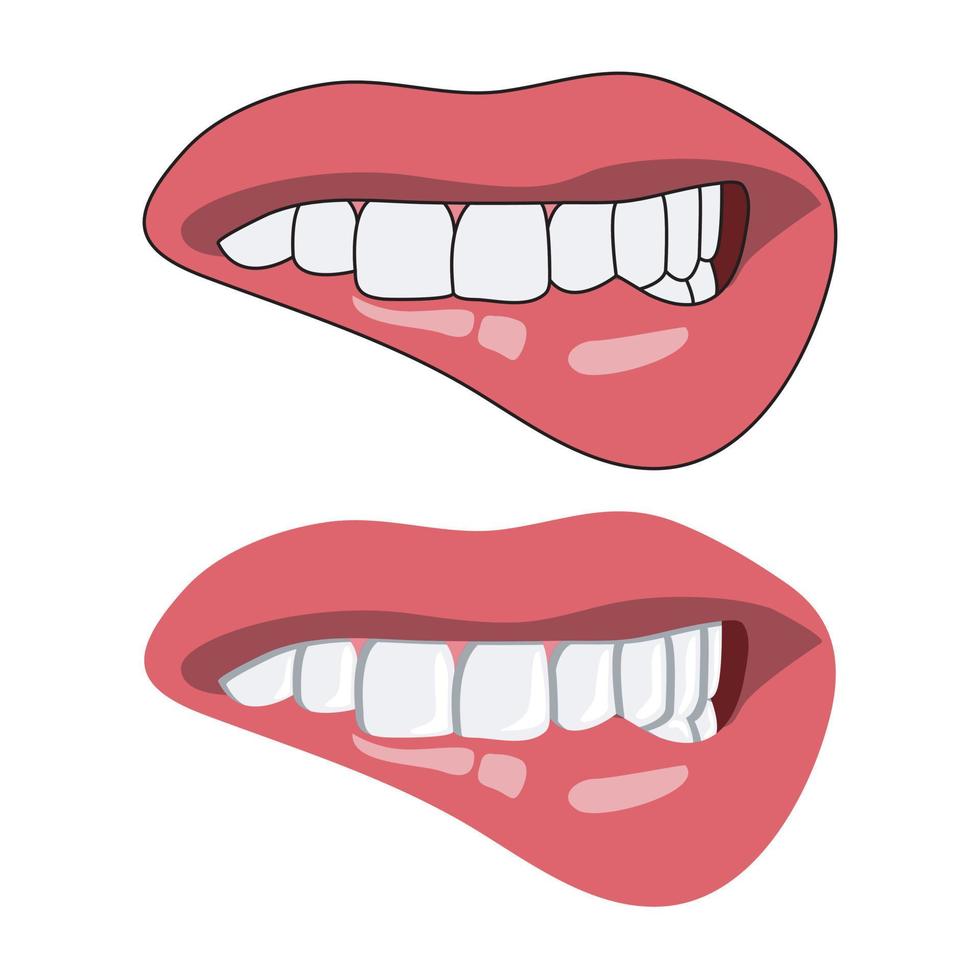 vector lip bijten met stijl variaties