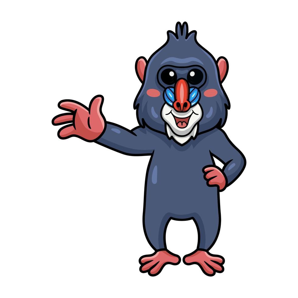 schattig weinig mandril tekenfilm golvend hand- vector