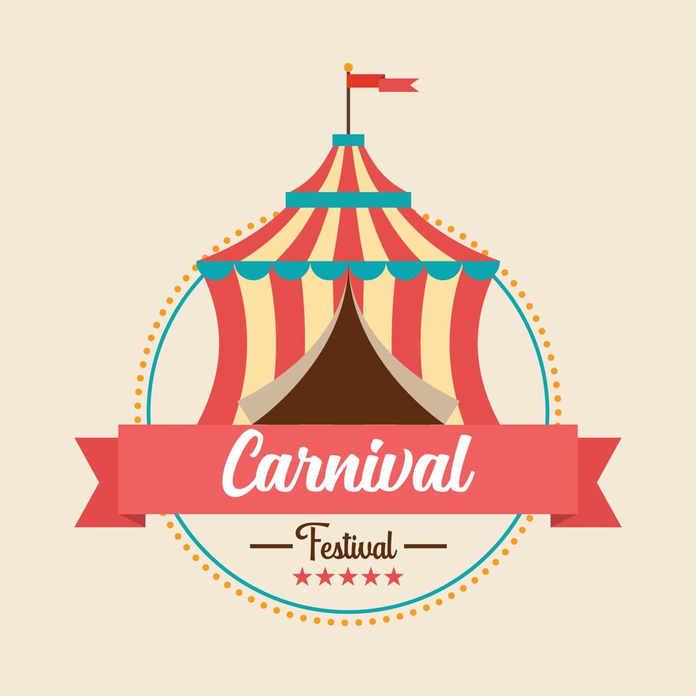 carnaval festival logo insigne met circus tent vector