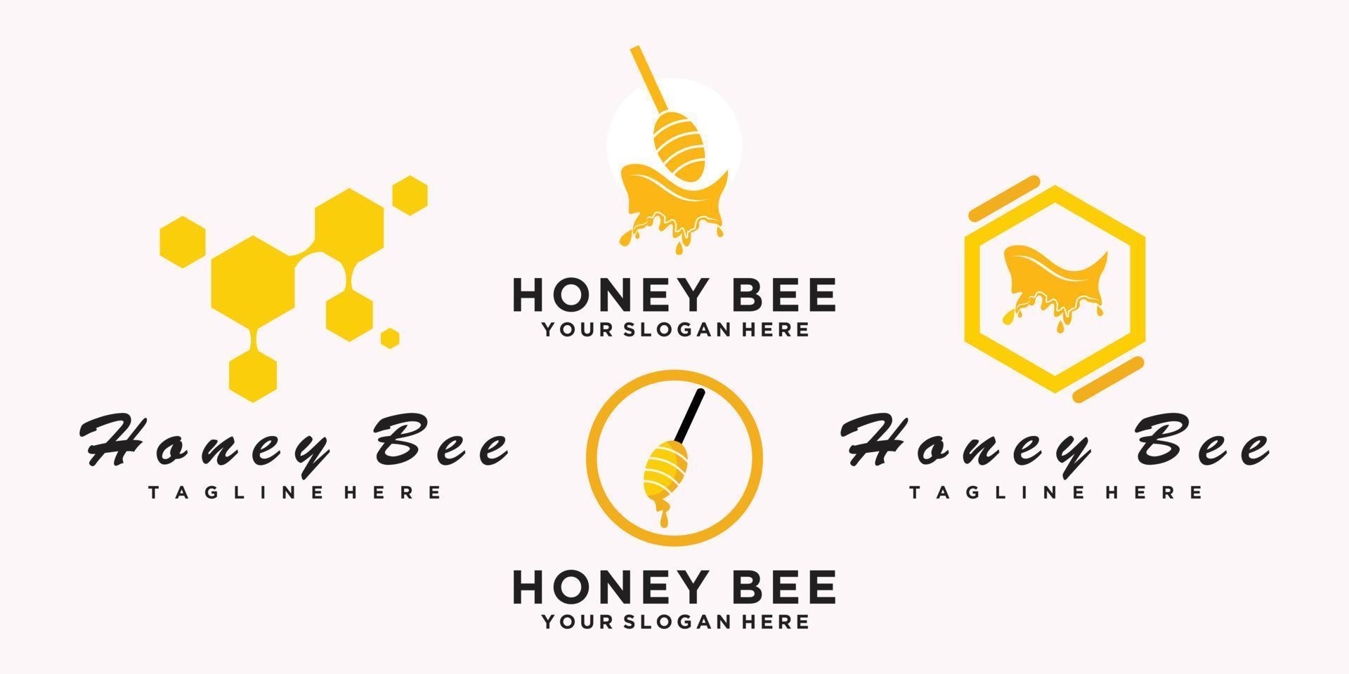 reeks honing bij logo sjabloon ontwerp met creatief concept premie vector