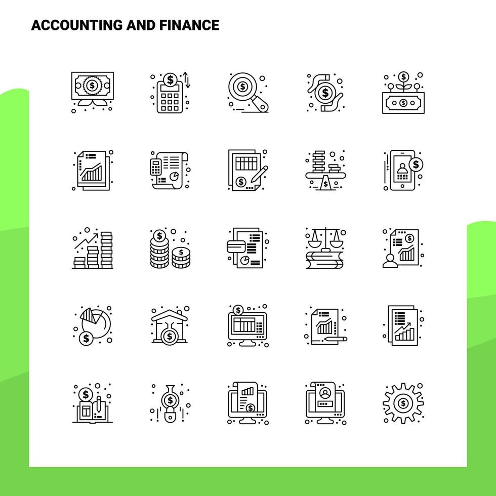 reeks van accounting en financiën lijn icoon reeks 25 pictogrammen vector minimalisme stijl ontwerp zwart pictogrammen reeks lineair pictogram pak
