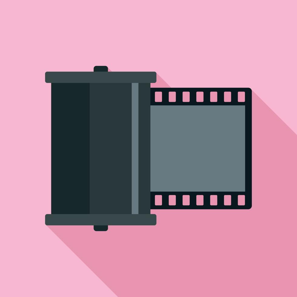 retro camera film icoon, vlak stijl vector