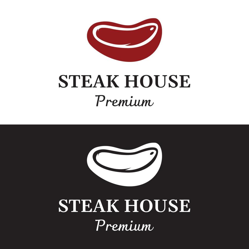 steak huis of wijnoogst vers vlees logo design.premium kwaliteit gegrild vlees.typografie insigne voor retro restaurant, bar en cafe. vector