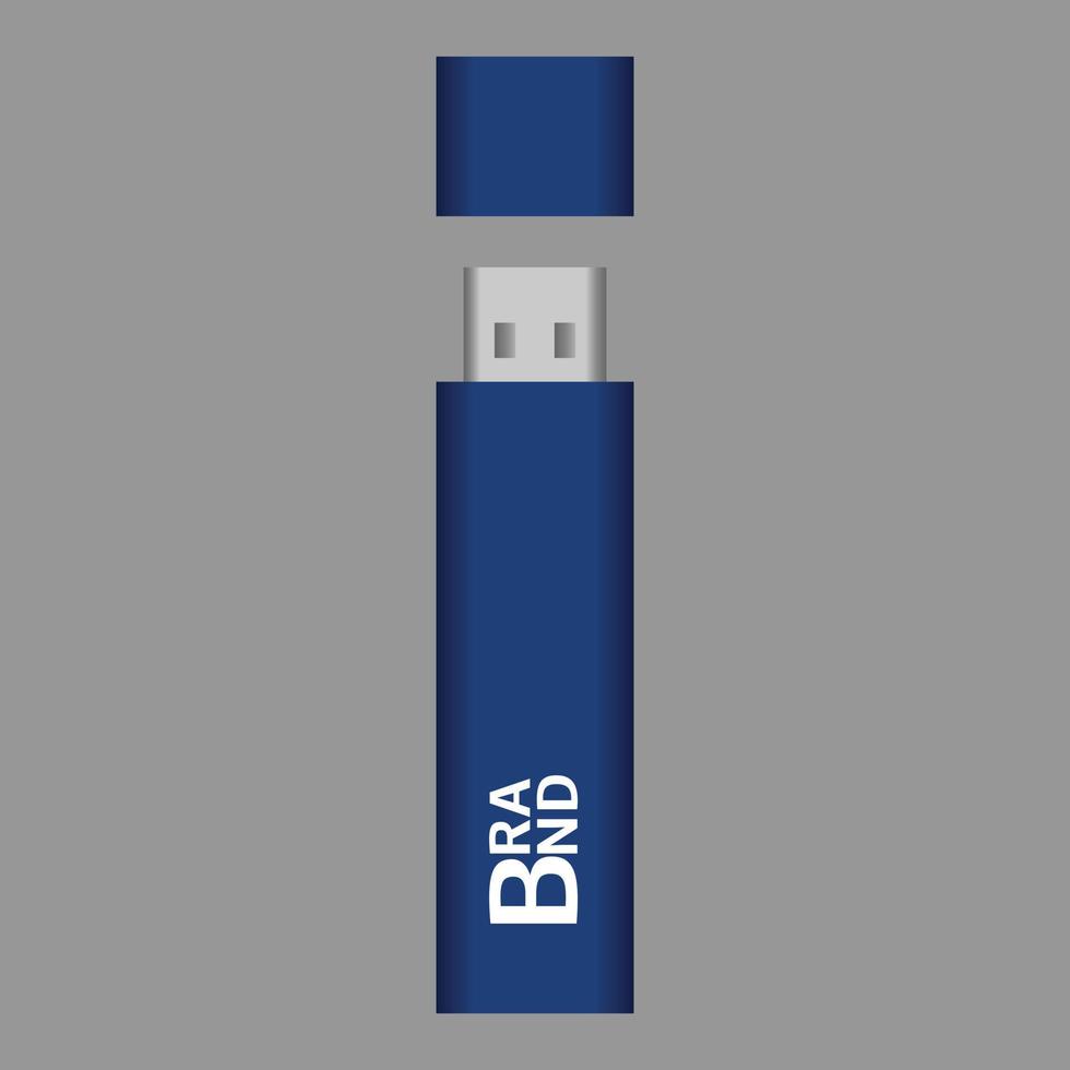 blauw USB flash icoon, realistisch stijl vector