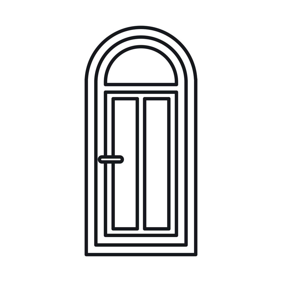 gebogen houten deur met glas icoon vector