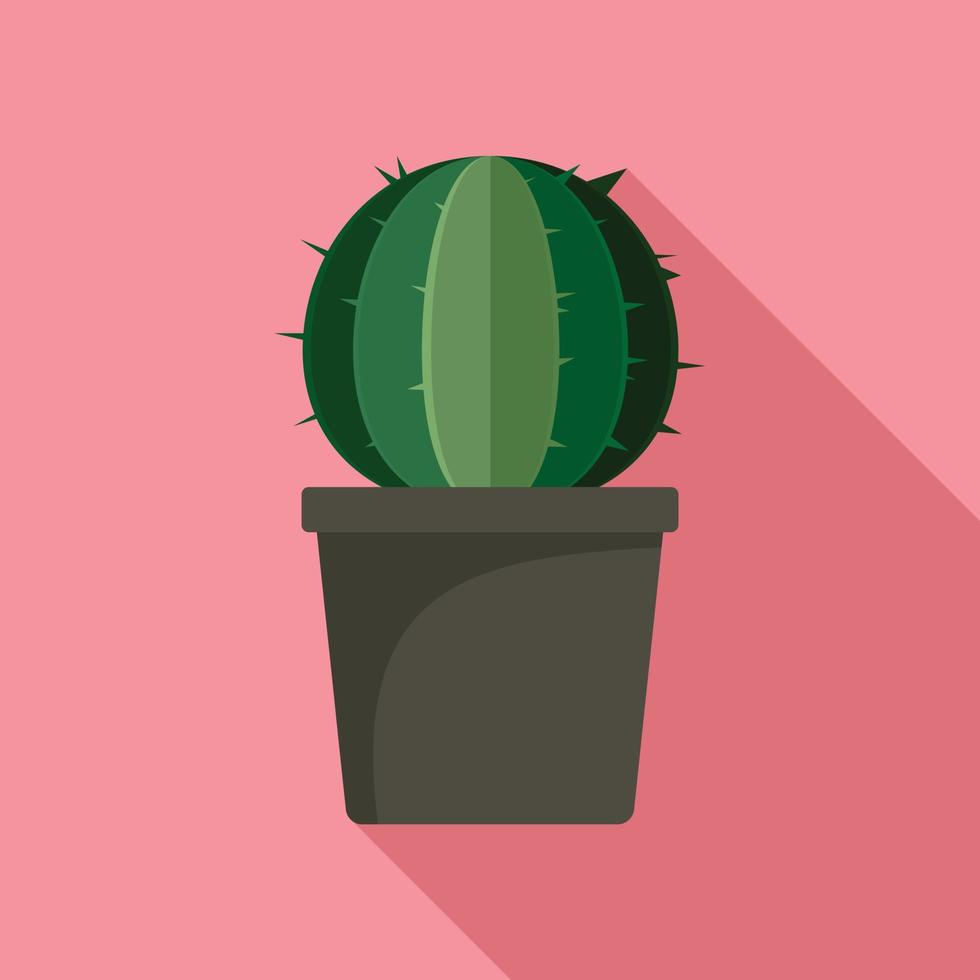 bol cactus pot icoon, vlak stijl vector