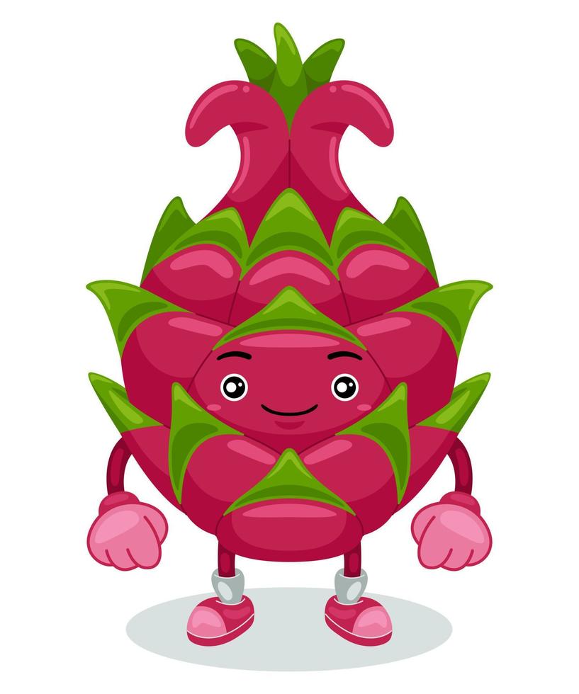 schattig draak fruit mascotte karakter vector illustratie