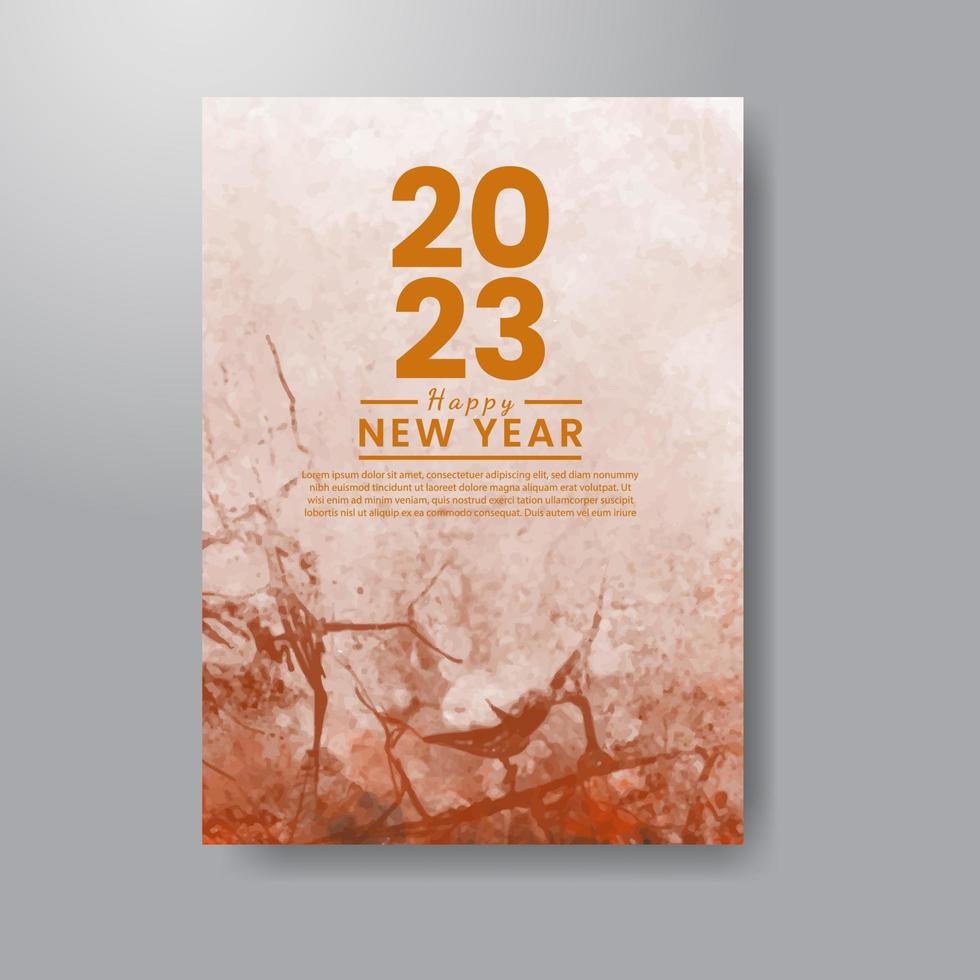gelukkig nieuw jaar 2023 kaart sjabloon met waterverf achtergrond vector