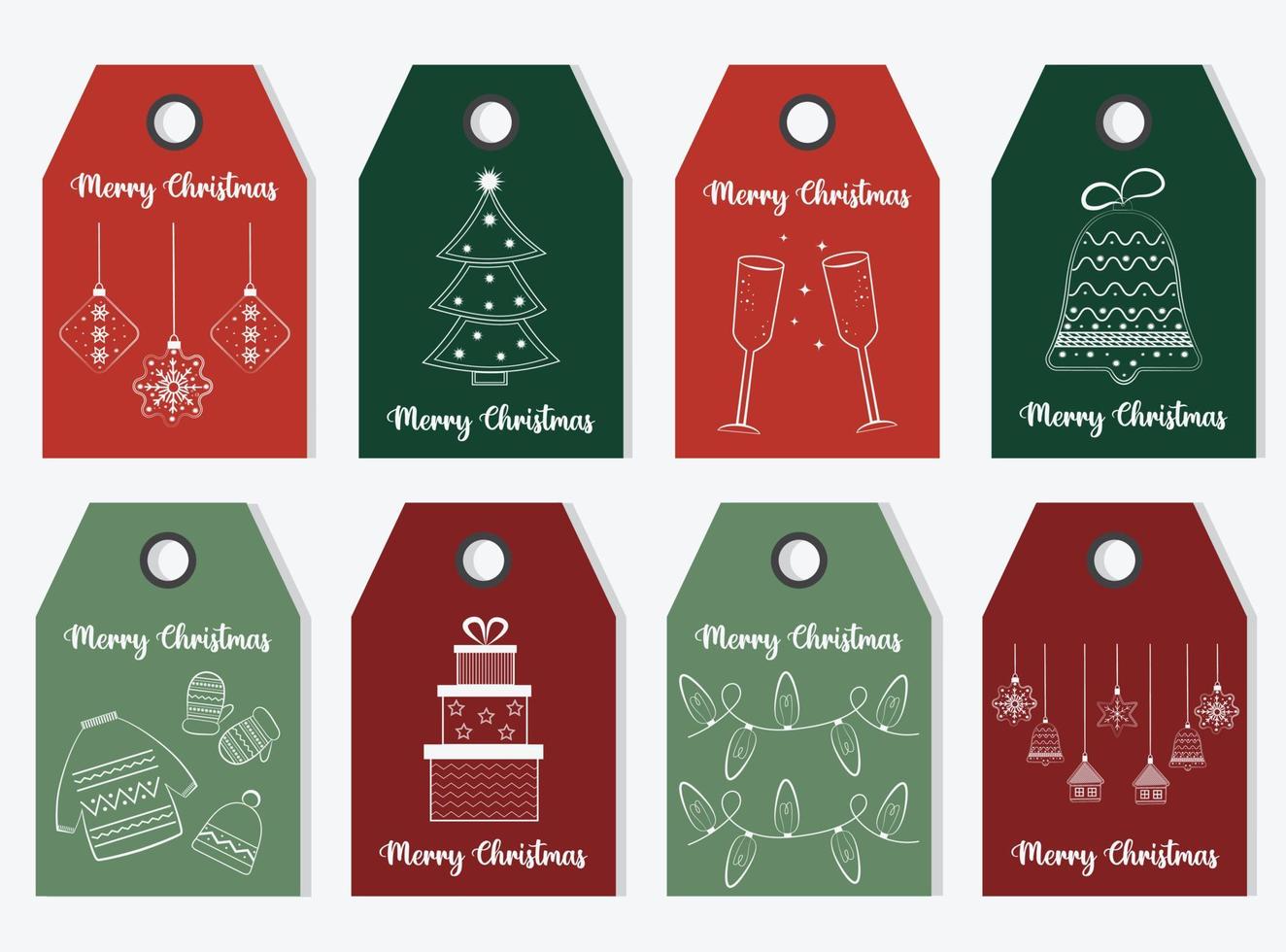 verzameling van vakantie Kerstmis geschenk tags in modieus kleuren. etiketten Kerstmis set. Kerstmis etiketten, stickers voor decoreren cadeaus voor winter vakantie. knus winter illustratie voor afdrukbare geschenk etiketten. vector