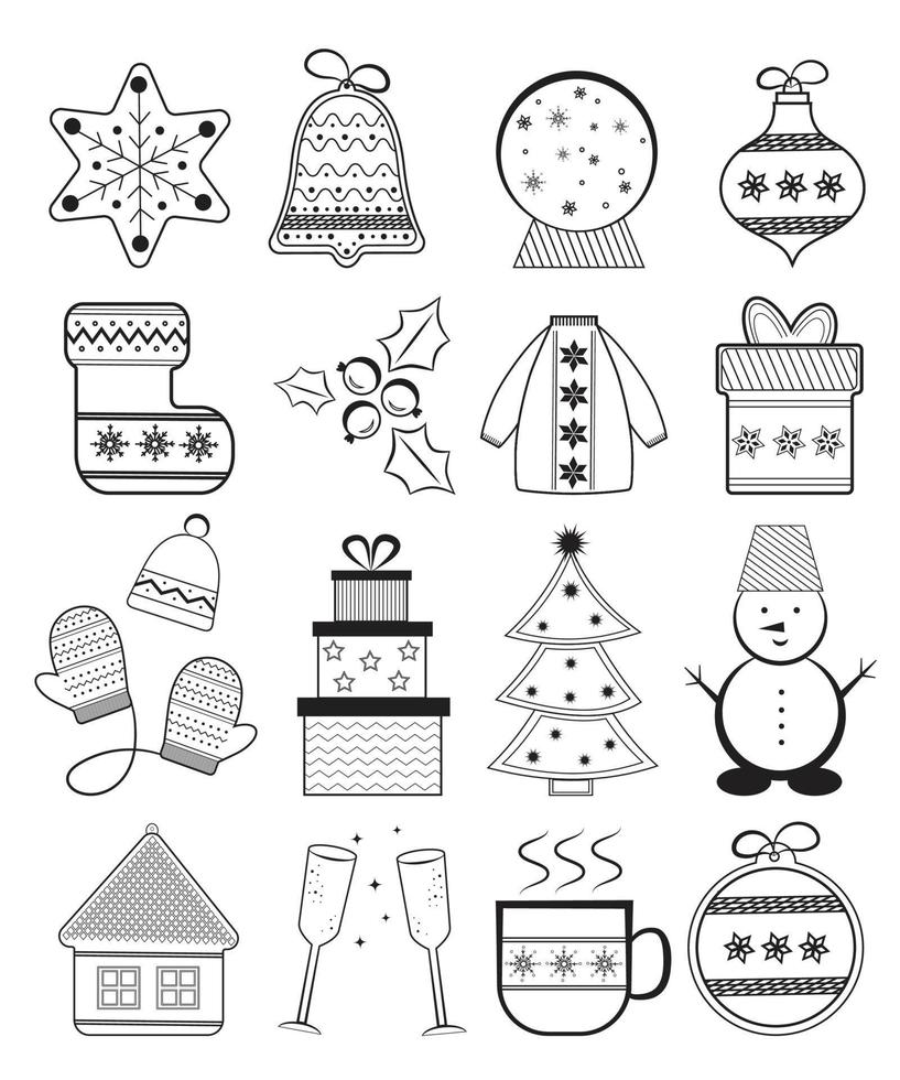 Kerstmis doodles vector set. hand- getrokken geïsoleerd winter vector elementen. Kerstmis elementen en partij decoraties set. geschikt voor decoreren geschenken, geschenk labels, etiketten, kaart, uitnodigingen.