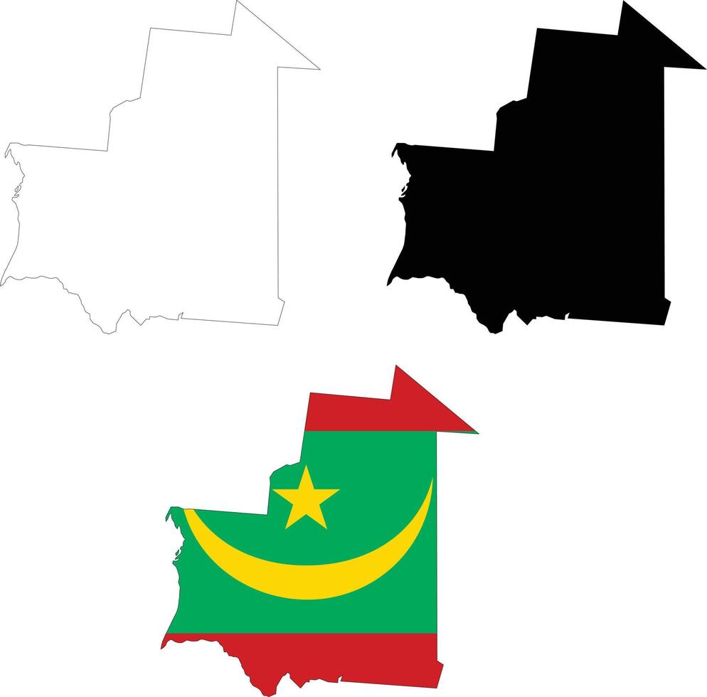 kaart mauritania Aan wit achtergrond. mauritania kaart schets. mauritania vector kaart met de vlag binnen.