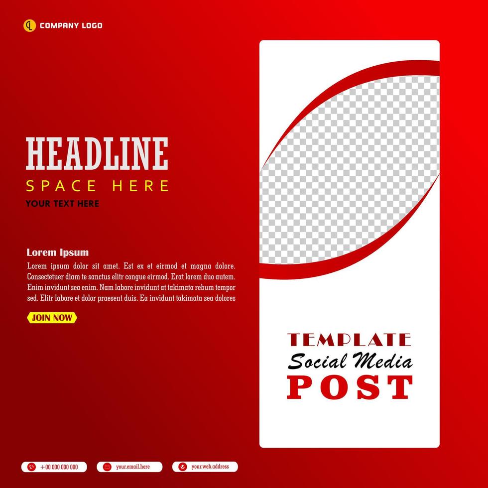 modern bedrijf sociaal media post sjabloon creatief vormen, rood wit kleur ontwerp vector